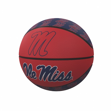 Logo Brands Ole Miss Repeating Logo Mini-Size Rubber Basketball 176-91MR-1